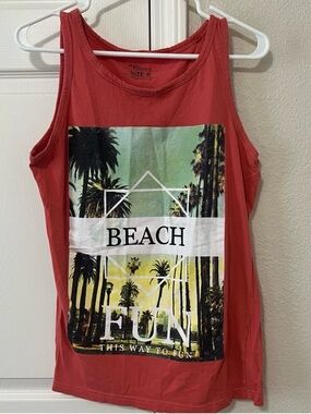 Jean Pascale Beach Fun Graphic Tank Top Coral Red Men’s EU Small